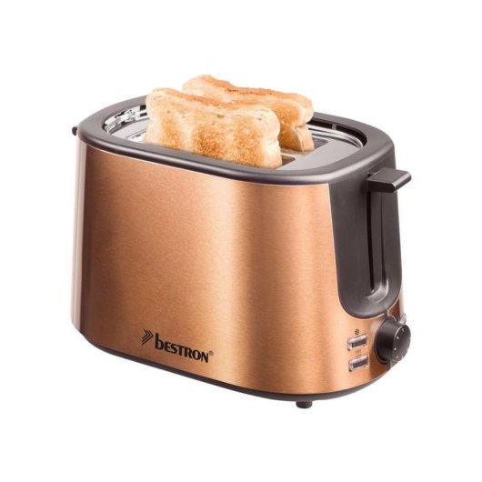 Toaster Bestron ATS1000CO 2 Schlitze 1000 W 7 Bräunungsstufen Krümelschublade Kupfer