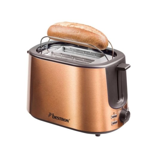 Toaster Bestron ATS1000CO 2 Schlitze 1000 W 7 Bräunungsstufen Krümelschublade Kupfer