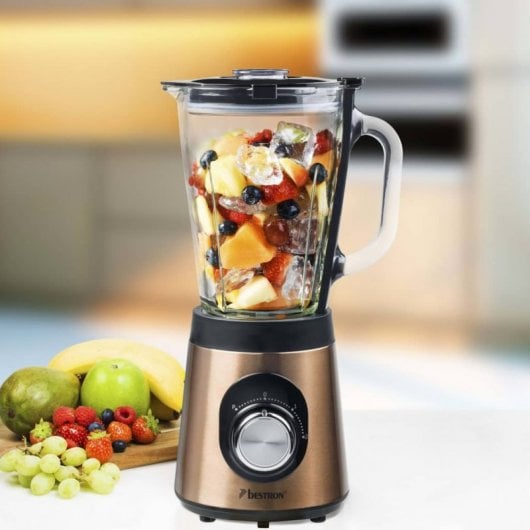 Bestron ABL500CO Mélangeur en verre 1,5L 500W Cuivre
