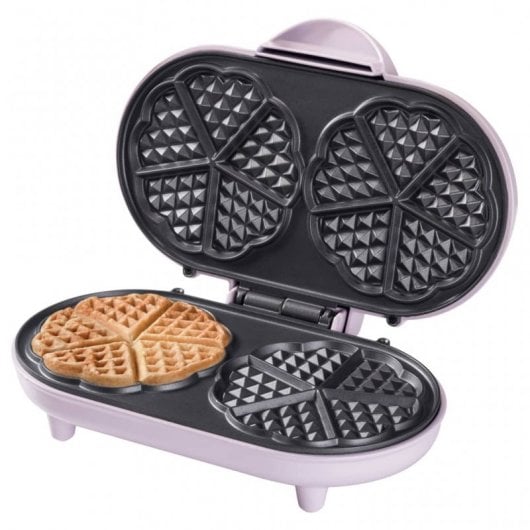 Bestron ADWM1000P Gofrera Doble Corazones 1000W Rosa