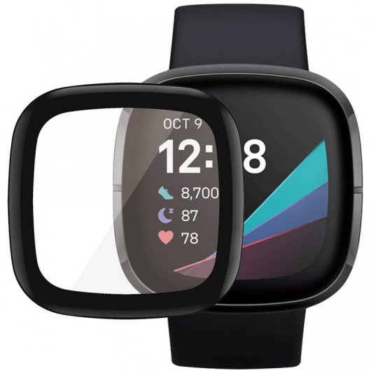 PanzerGlass Protector de Pantalla Cristal Templado Negro para Fitbit Sense/Versa 3