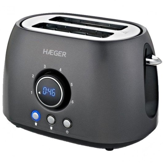 Tostadora Haeger Future TO-08D.012A 2 Ranuras Anchas 800W 6 Niveles Gris