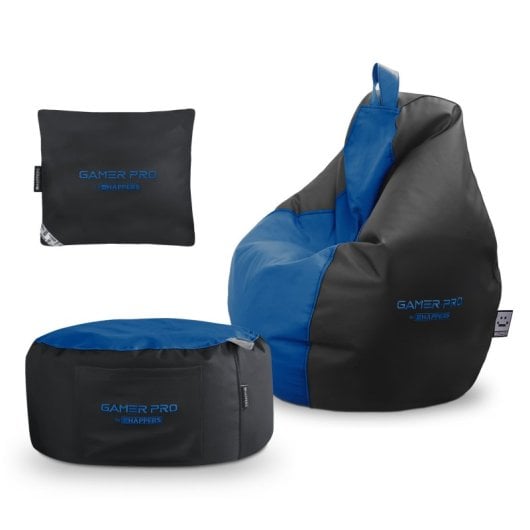 Happers Pack Puff Gamer Pro + Reposapiés + Cojín Azul