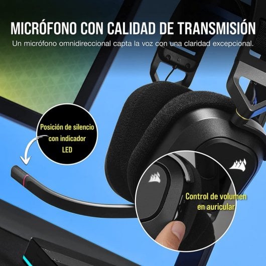 Corsair HS80 RGB Wireless Auriculares Gaming Negros