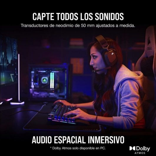 Corsair HS80 RGB Wireless Auriculares Gaming Negros