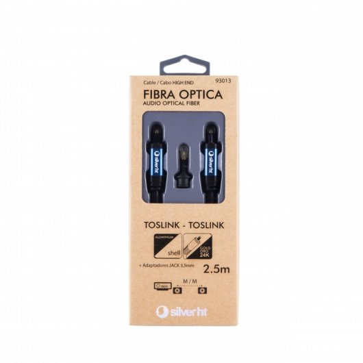 SilverHT Cable Toslink High End con Adaptador Jack 3.5mm 2.5M Negro