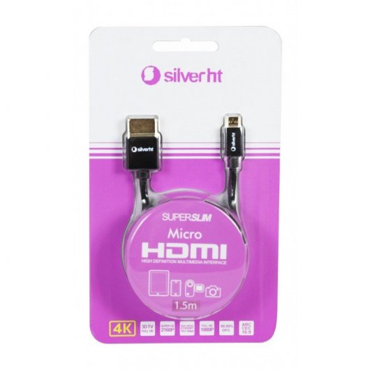 SilverHT Cable Superslim MicroHDMI a HDMI (M/M) 1.5m Negro