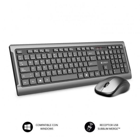 Clavier + Souris Sans Fil Subblim Gris/Noir