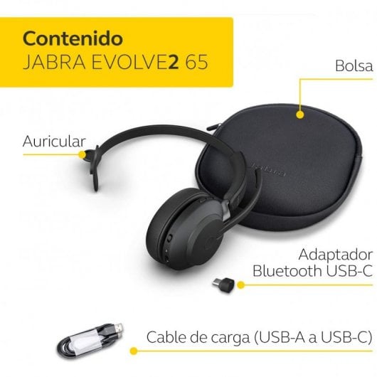 Jabra Evolve2 65 UC Mono Headset Bluetooth USB-A Preto