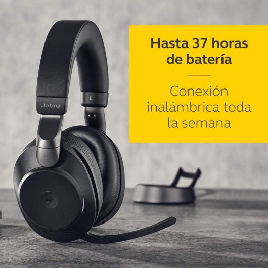 Jabra Evolve2 85 MS Teams Auriculares Bluetooth con Soporte de Carga USB-A Negro