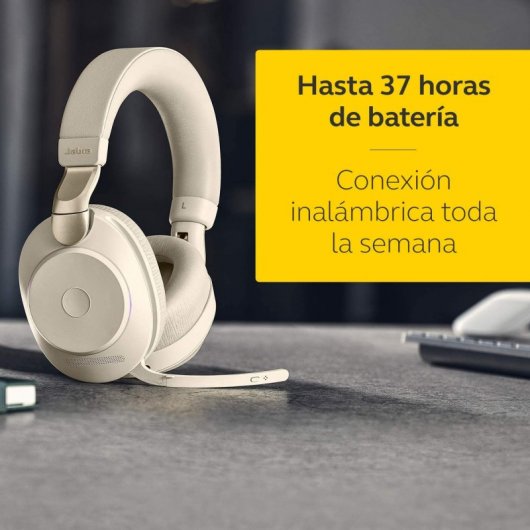 Jabra Evolve2 85, UC Stereo Auricolare Con cavo e senza cavo A Padiglione Ufficio USB tipo A Bluetooth Beige