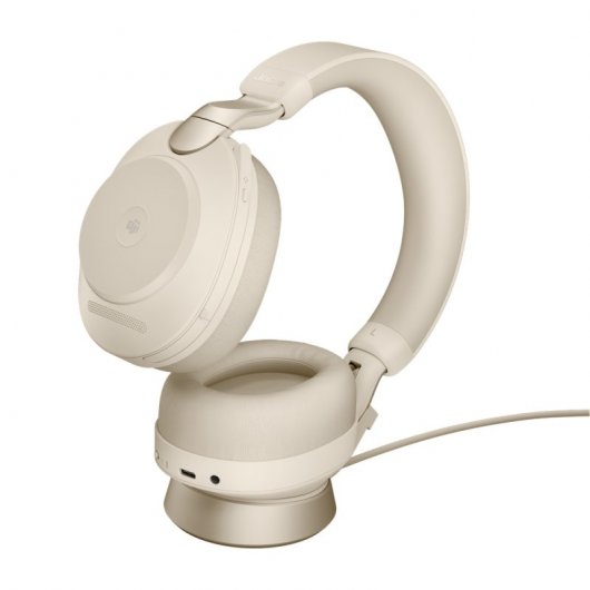Jabra Evolve2 85 MS Teams Auriculares Bluetooth con Soporte de Carga USB-C Beige