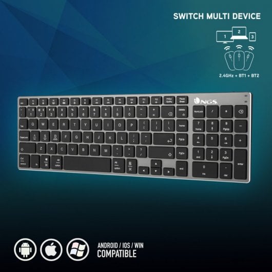 NGS Fortune Teclado Inalámbrico Multidispositivo compatible con Bluetooth Qwerty Español