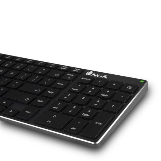 NGS FORTUNE-BT, QWERTY, ES tastiera Bluetooth Spagnolo Nero, Argento