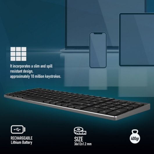 NGS Fortune Teclado Inalámbrico Multidispositivo compatible con Bluetooth Qwerty Español