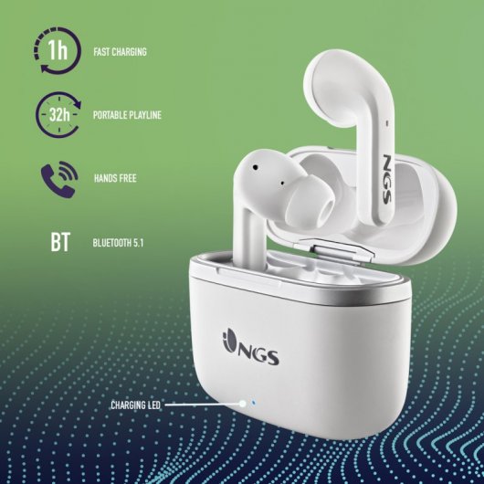 NGS ARTICA CROWN Auricolare Wireless In-ear Musica e Chiamate Bluetooth Bianco