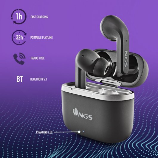 NGS ARTICA CROWN Cuffie Wireless In-ear Musica e Chiamate Bluetooth Nero