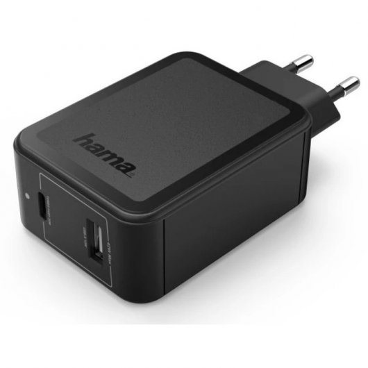 Hama Cargador USB-C Power Delivery/Qualcomm + USB-A 42 W Negro