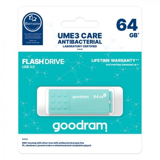 Goodram Ume3 Care 64GB USB 3.0 Turquesa