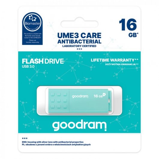 Goodram Ume3 Care 16GB USB 3.0 Turquesa