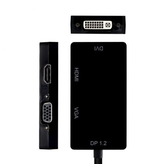 AISENS A125-0465 adaptador de cabo de vídeo 0,15 m DisplayPort VGA + HDMI + DVI Preto