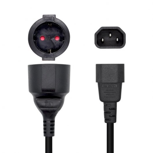 Aisens Cable de Alimentación C14 a CEE7 Macho/Hembra 25cm Negro