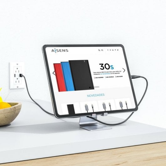 Aisens Support pour tablette/smartphone jusqu'à 8" Argent