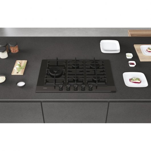 Haier HAVG7WL4HB Placa de Gas 5 Zonas 75cm Negro