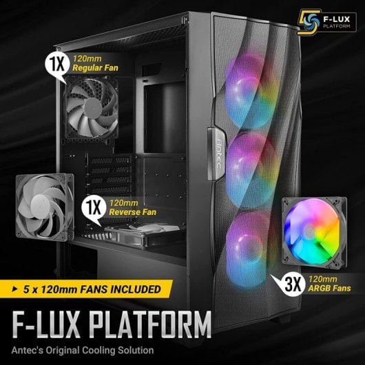 Antec DF700 Flux Midi Tower Cristal Templado USB 3.0 Negra