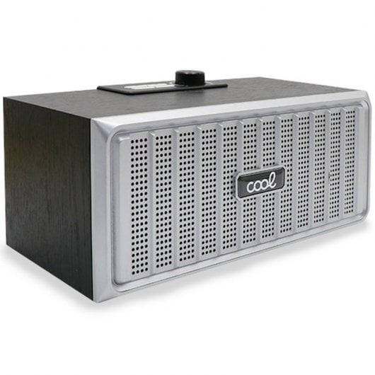 Cool Retro Enceinte Bluetooth Bois Noir Façade Argent 20W