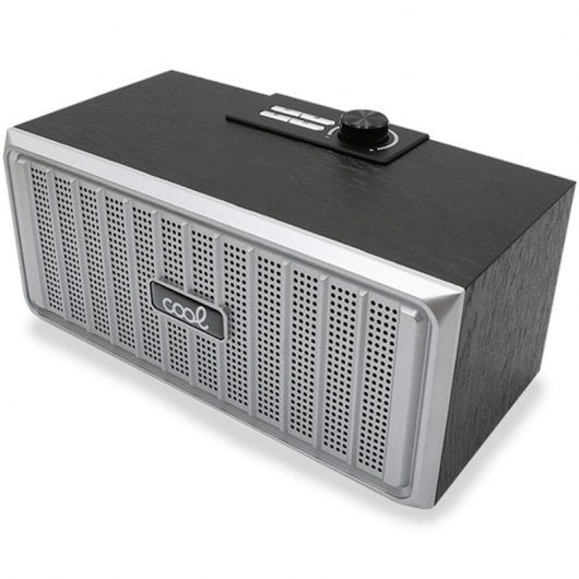 Cool Retro Enceinte Bluetooth Bois Noir Façade Argent 20W