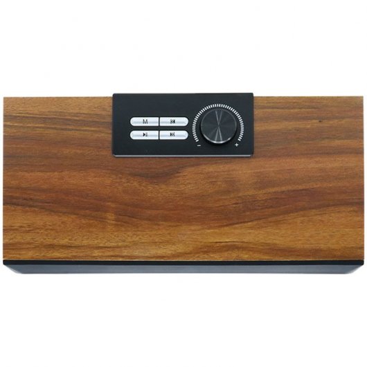 Cooler Retro-Bluetooth-Lautsprecher mit Walnussholzfront, schwarz, 20 W