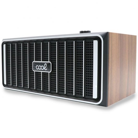 Cooler Retro-Bluetooth-Lautsprecher mit Walnussholzfront, schwarz, 20 W