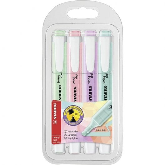 STABILO Swing Cool Pastel Edition Etui mit 4 fluoreszierenden Markern (275/4-08)