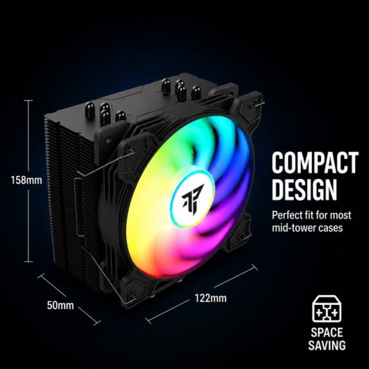 Ventola CPU Tempest Cooler 4 tubi da 120 mm RGB nera