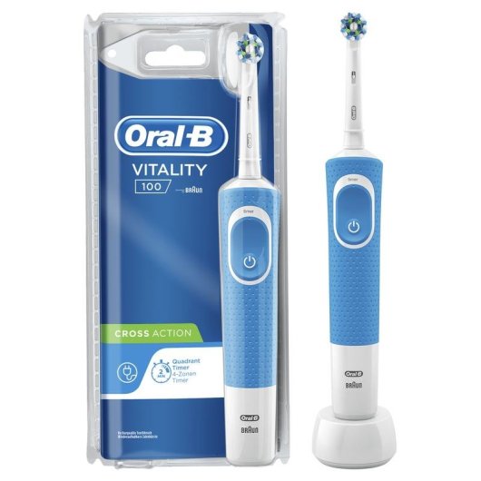 Oszillierende Zahnbürste Oral-B Vitality Cross Action Blau 1 Bürstenkopf Timer