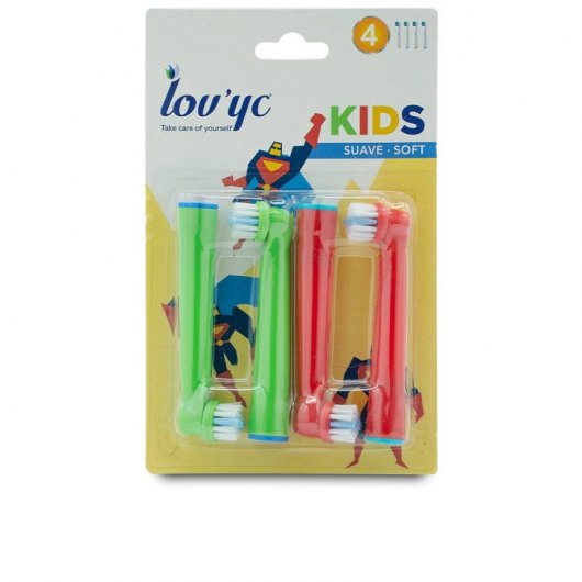 Lovyc Recambio Cepillo Eléctrico Kids Superhéroes Suave 4 Unidades