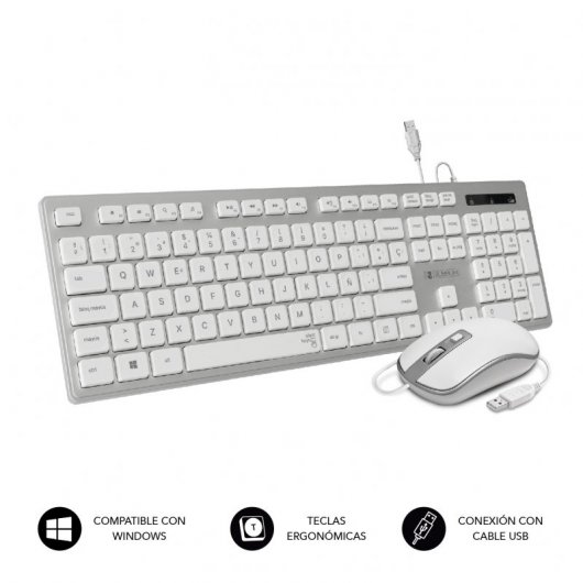 Subblim Ergo Combo Tastatur + Maus USB Silber/Weiß