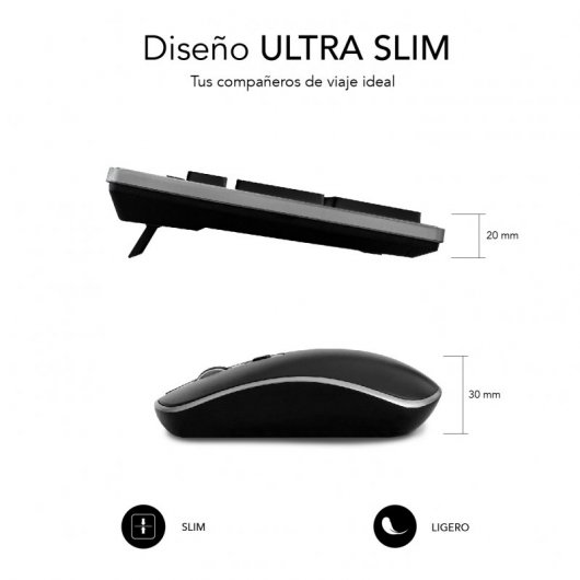 Combinazione tastiera wireless + mouse Subblim Ergo grigio/nero