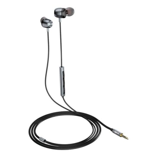 Auriculares iggual com fio Jack 3,5 mm para chamadas e música, microfone integrado, pretos