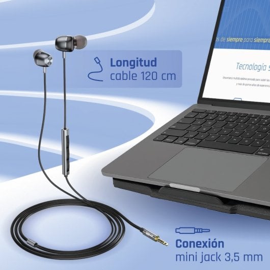 iggual Auriculares con micro intrauditivos mini jack 3,5mm