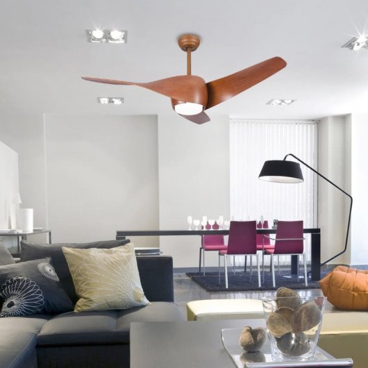 Ledme Fanton Ventilador de Techo con Luz LED y Mando 18W Madera