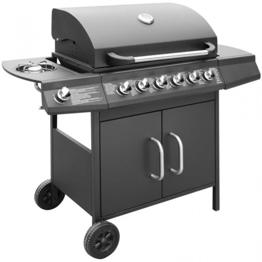 VidaXL Barbacoa Grill de Gas Negra + Funda