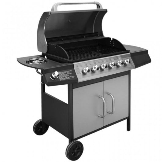VidaXL Barbacoa Grill de Gas Negra/Plata + Funda