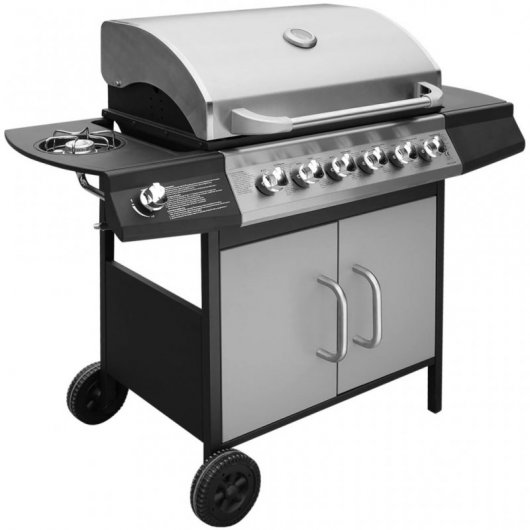 VidaXL Barbacoa Grill de Gas Negra/Plata + Funda