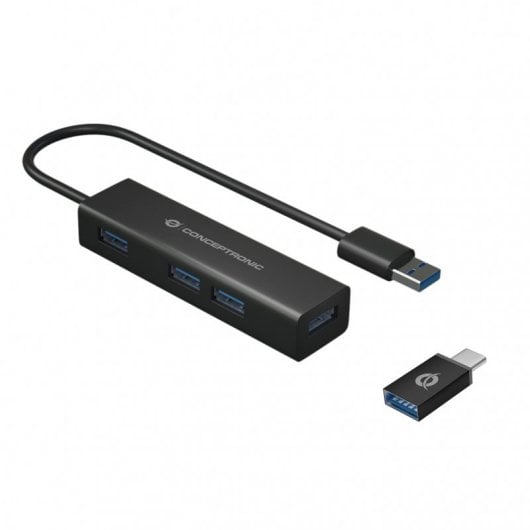 Conceptronic HUBBIES06B Schnittstellen-Hub USB 3.2 Gen 1 (3.1 Gen 1) Type-A 5000 Mbit/s Schwarz