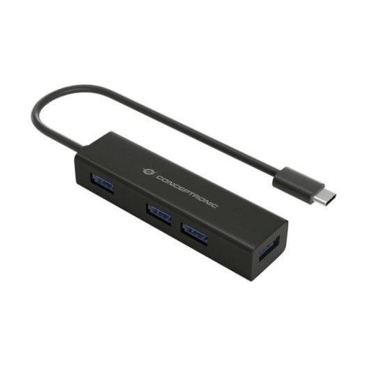 USB-Hub Conceptronic HUBBIES07B 4x USB 3.0 Aluminium Schwarz Typ-C