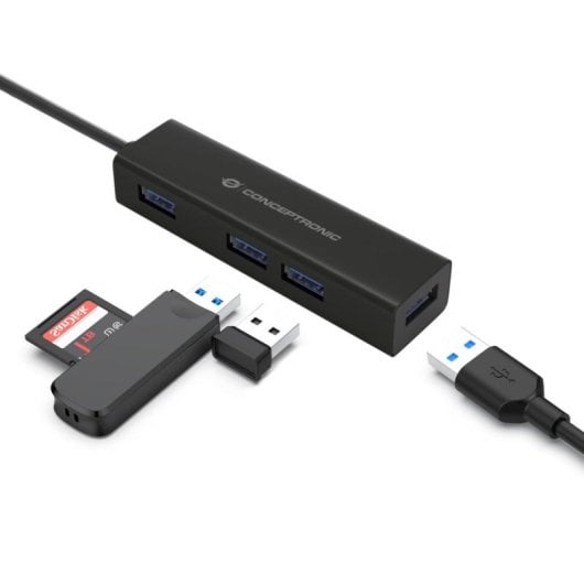 USB-Hub Conceptronic HUBBIES07B 4x USB 3.0 Aluminium Schwarz Typ-C