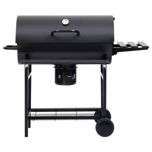 VidaXL Barbacoa de Barril con Ruedas Negro