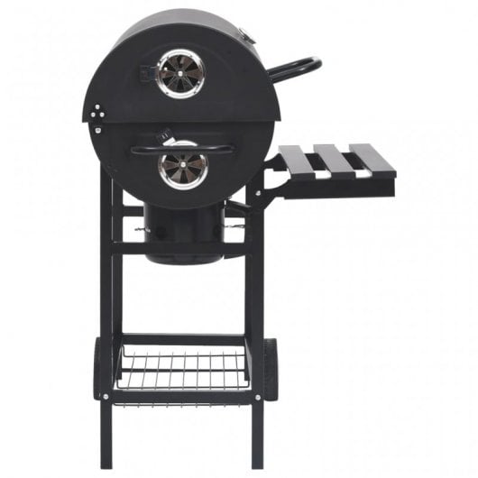VidaXL Barbacoa de Barril con Ruedas Negro